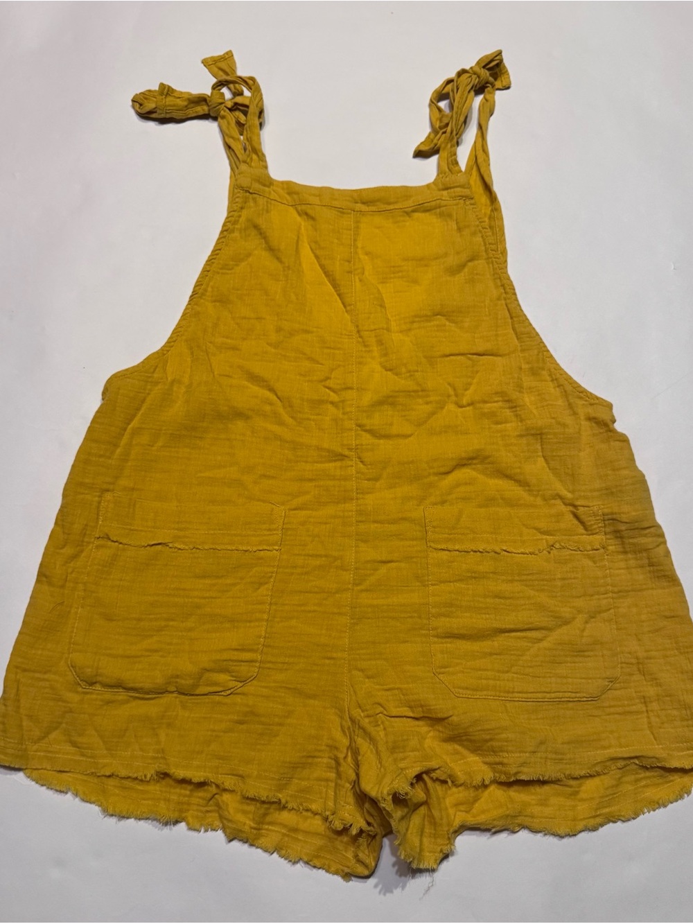Billabong Girl on the Run Overalls Mustard Yellow Romper Shorts Medium - Picture 3 of 9